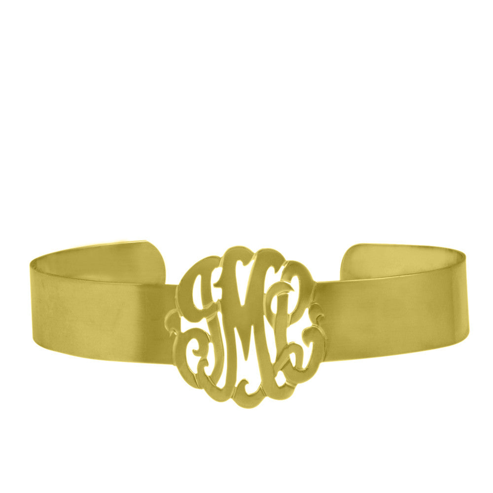 24K Gold Plated Monogram Cuff Bracelet