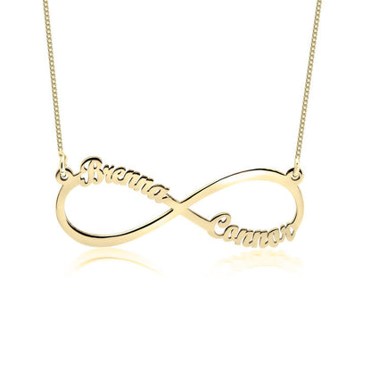 14K Solid Gold Infinity Two Name Necklace
