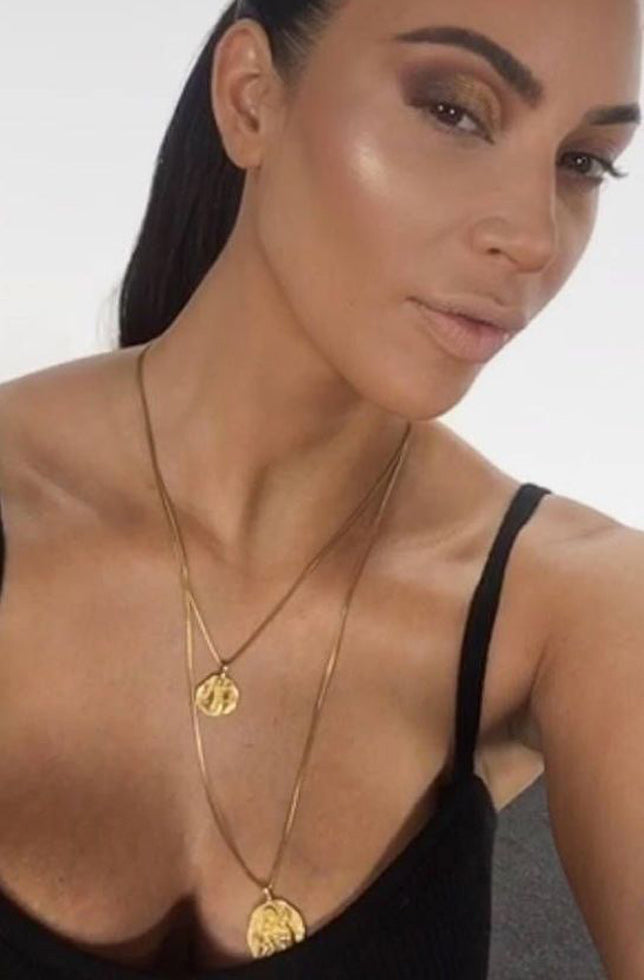Kim Kardashian medallion coin necklace