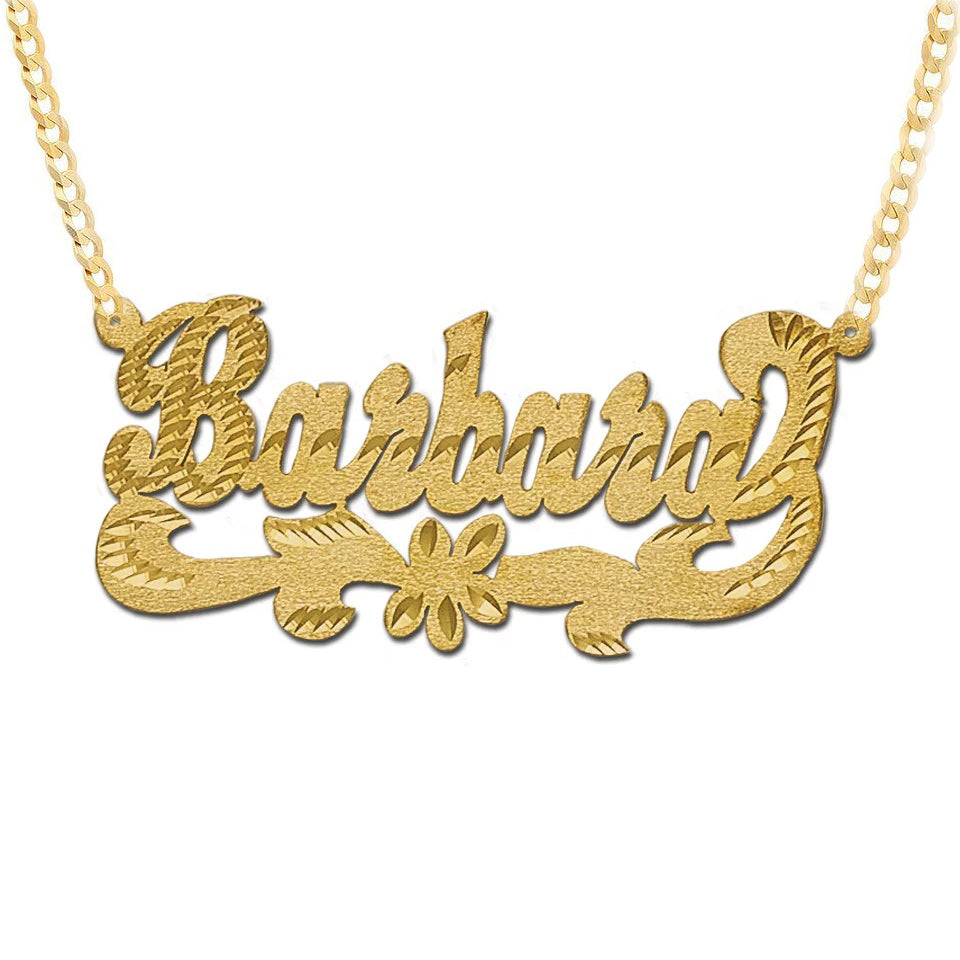 Large Diamond Cut Name Necklace on 3mm Cuban Chain