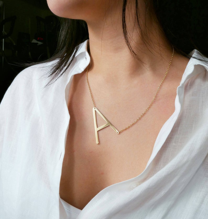 KIRSTEN | Mini sideways initial necklace gold/silver – LIBERTY+BLUSH