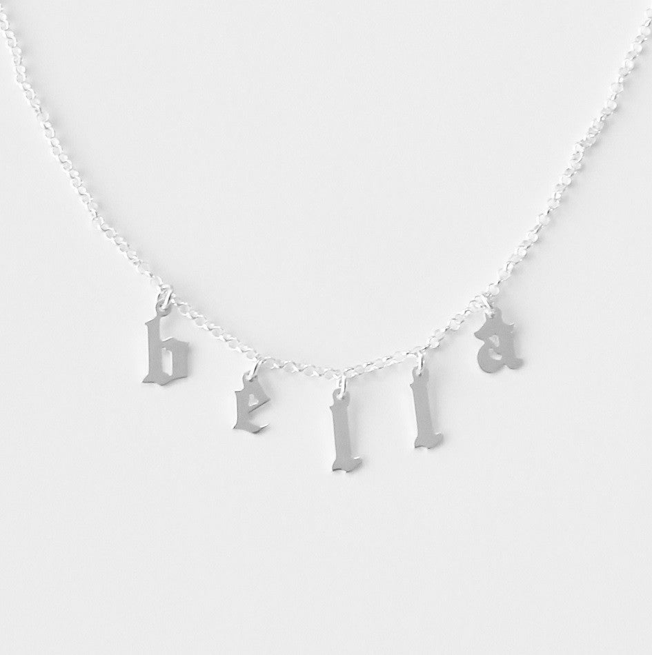 Hanging Gothic Name Necklace