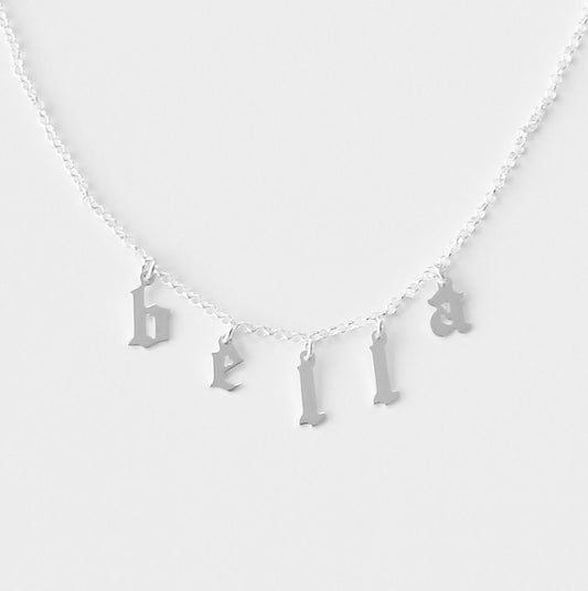 Hanging Gothic Name Necklace