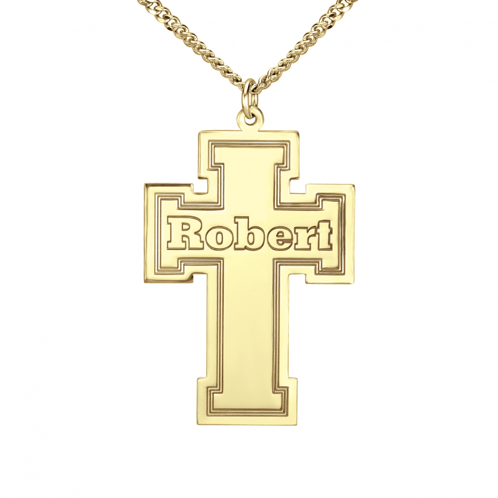 Personalized Mens Engraved Cross Necklace