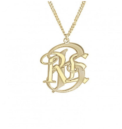 Mens Monogram Necklace - Gold or Silver