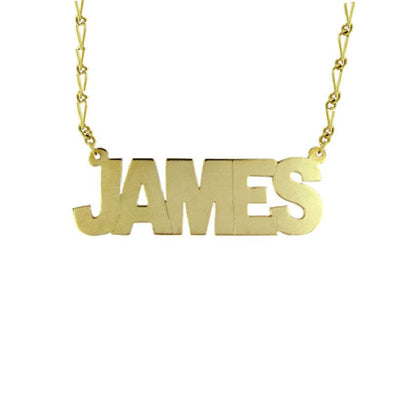 Mens Block Name Necklace on Figaro Chain 3