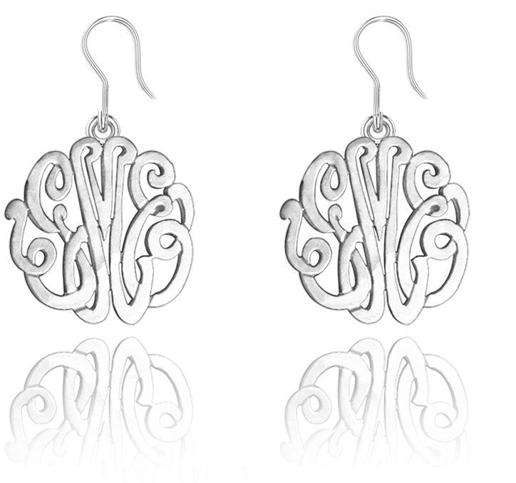 Sterling Silver Monogram Dangle Earrings