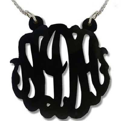 Script Black Acrylic Monogram Necklace