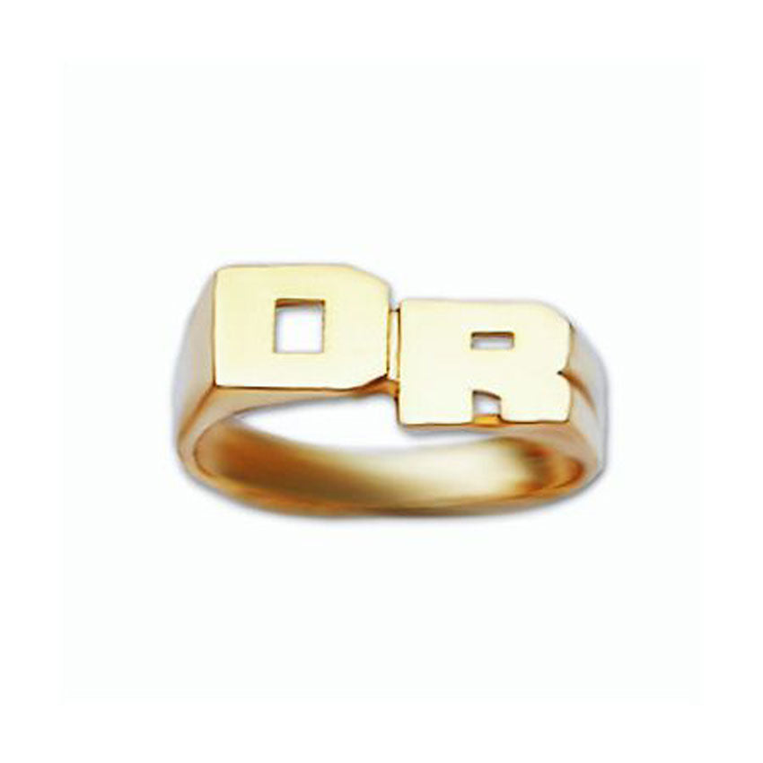 Personalized Gold Stacked Mini Initial Ring- 6mm