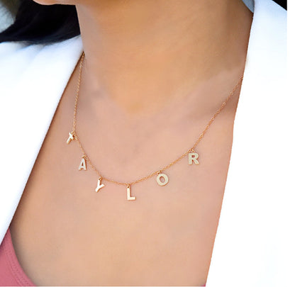 Dangling Mini Initial Name Necklace - Khloe Kardashian 2