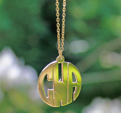 24K Gold Plated Block Monogram Necklace