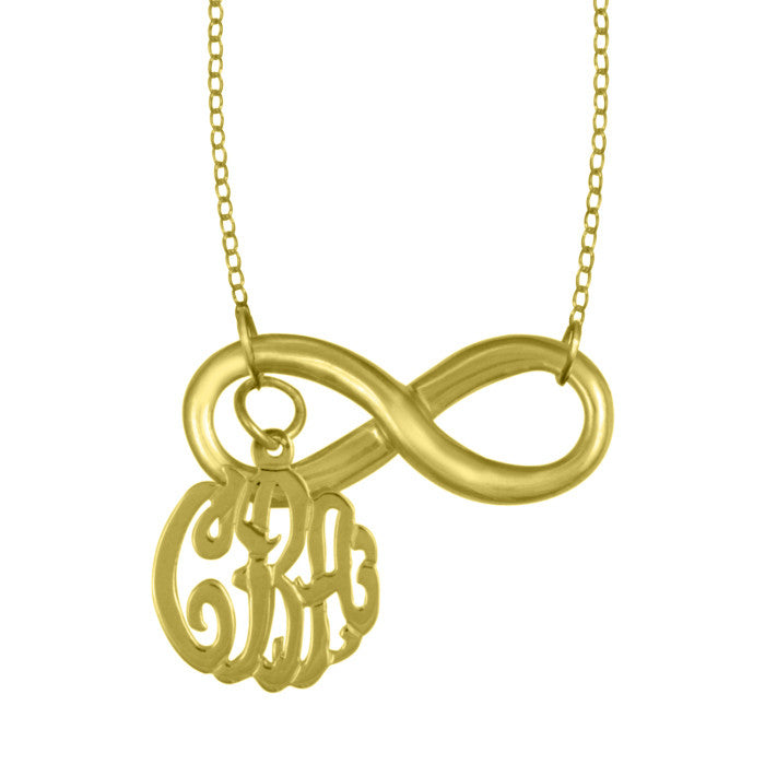 24K Gold Plated Infinity Monogram Necklace