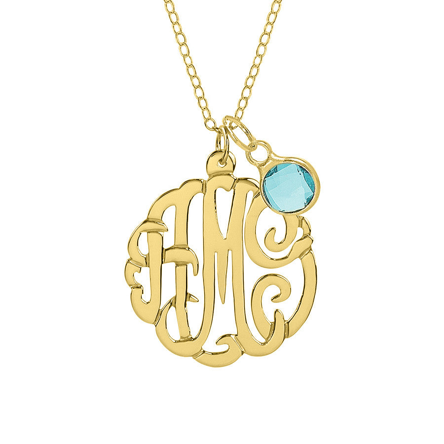 Gold Monogram Necklace with Birthstone – Be Monogrammed