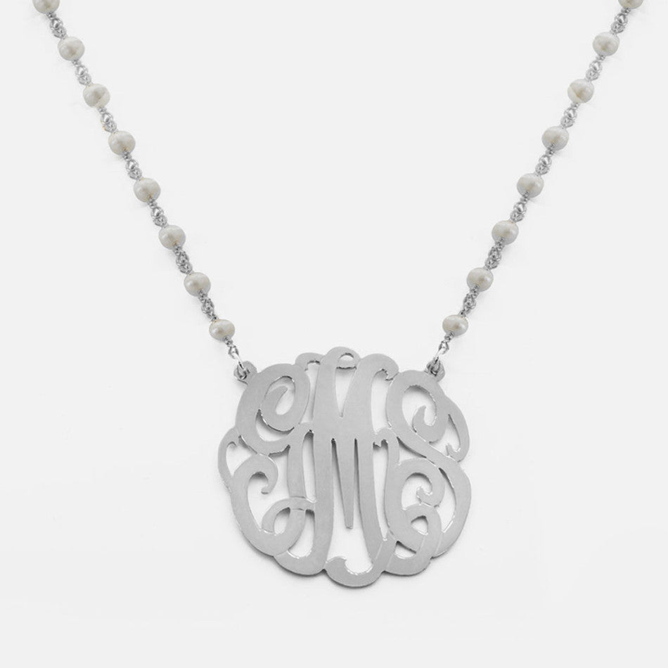 Monogram Pendant and Pearl Necklace