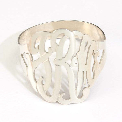 Sterling Silver Cut Out Initial Dome Ring
