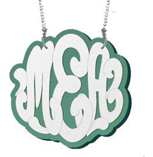 Sterling Silver and Acrylic Monogram Necklace 