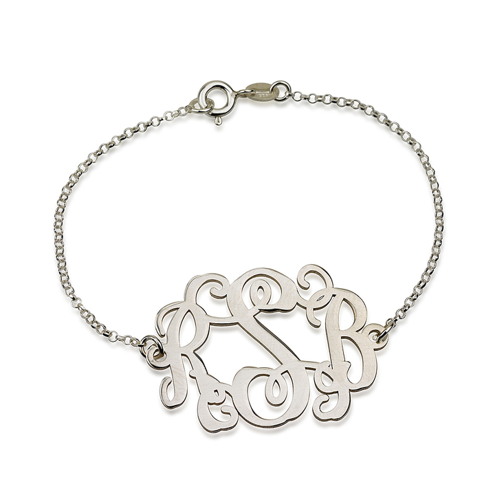 Sterling Silver Monogram Bracelet - 3 Sizes