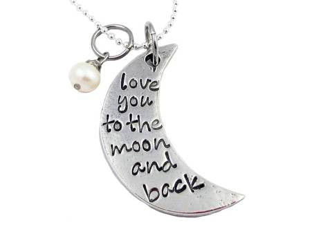 Hand Stamped Fine Pewter Love You To The Moon And Back Necklace