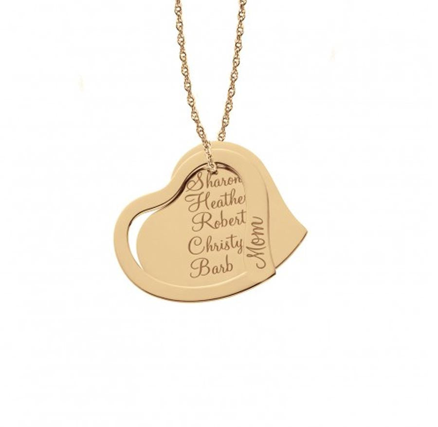 Engraved Mothers Double Heart Necklace 3