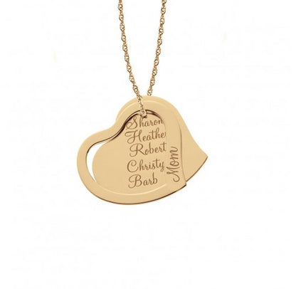 Engraved Mothers Double Heart Necklace 3