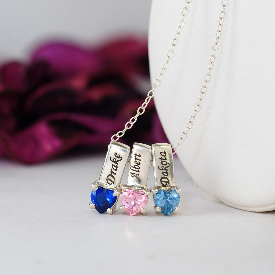Personalized Mothers Necklace - Names and Birthstones