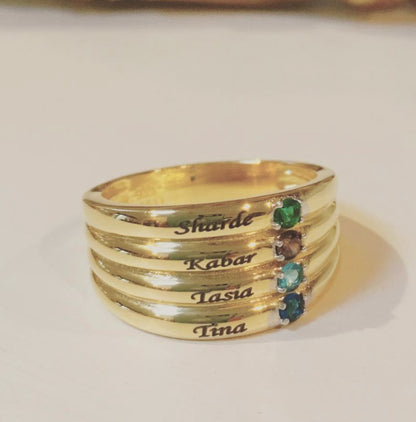 Personalized Mothers Ring - Names and Birthstones 5