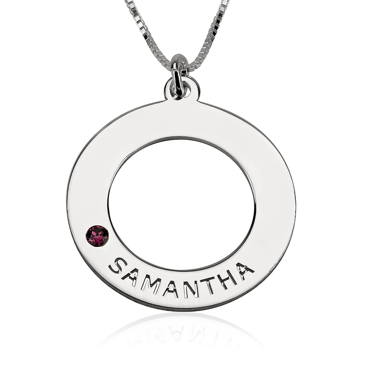 Personalized Mothers Loop Necklace with Birthstones 5