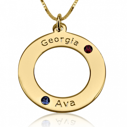 Personalized Mothers Loop Necklace with Birthstones