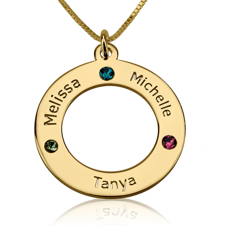 Personalized Mothers Loop Necklace with Birthstones 2