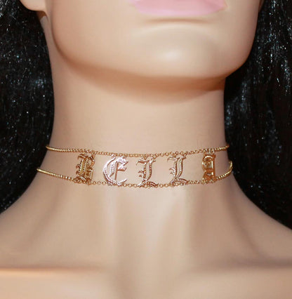 Gold Personalized Choker Name Necklace