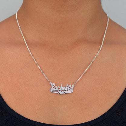 Personalized Nameplate Necklace - Lower Tails and Heart 3