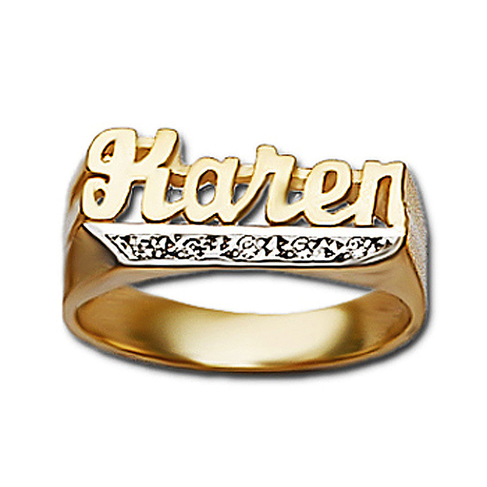 Name Ring with Diamonds - 8mm