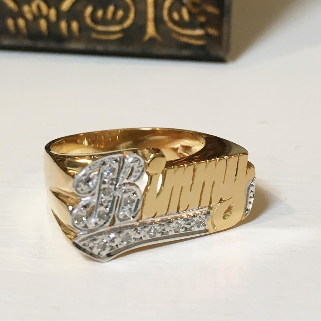 Gold Name Ring with Diamonds - 10mm 3