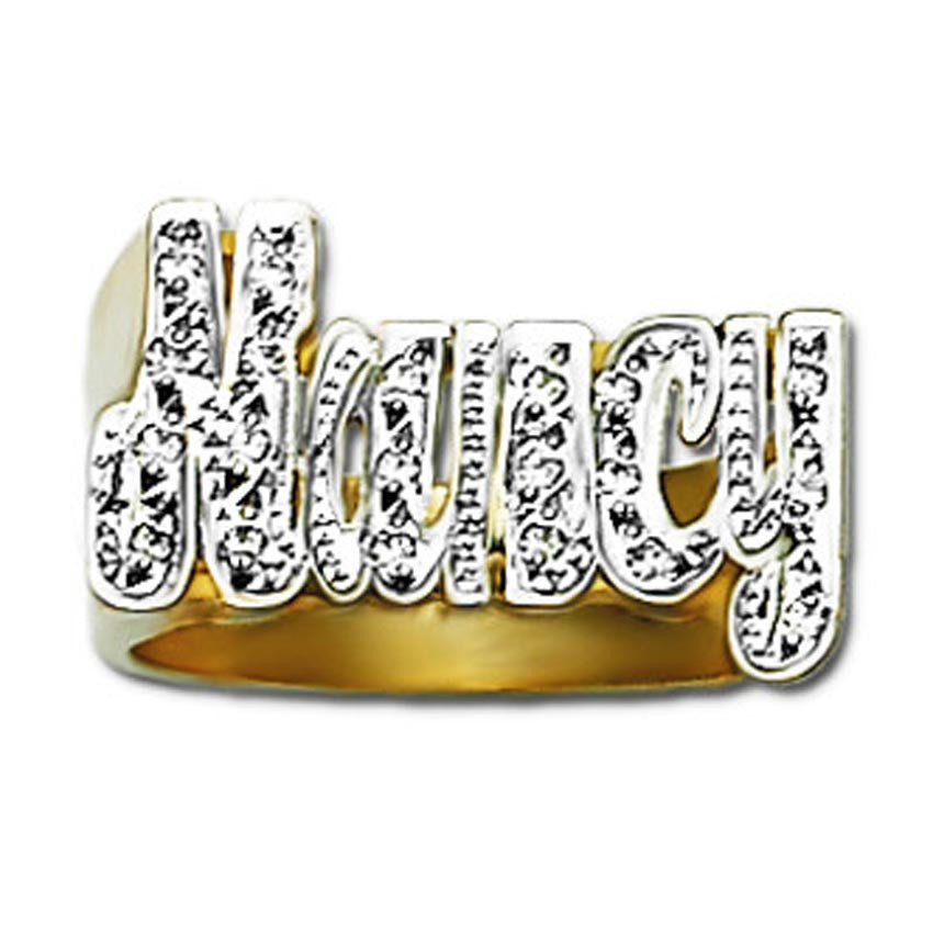 Gold Diamond Name Ring