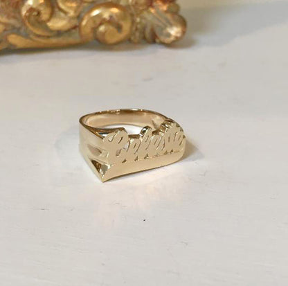 10K Gold Large Name Ring with Tail 3