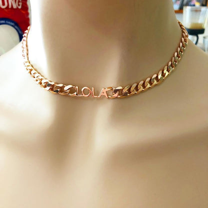 Name Choker Necklace Rose Gold