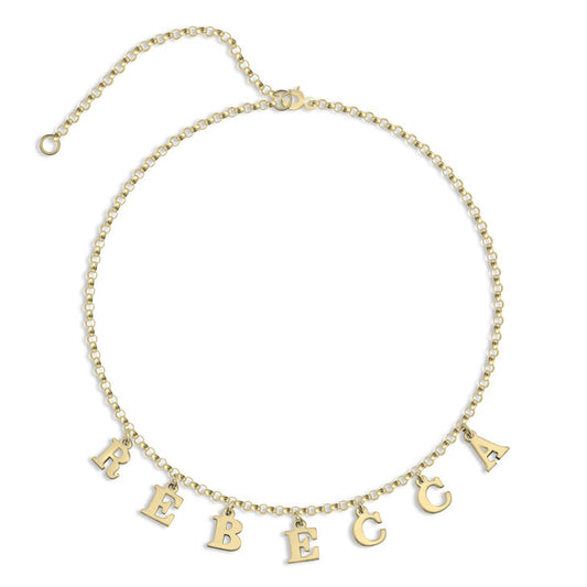 Hanging Initials Name Choker Necklace