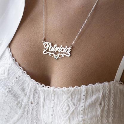 Birthstone Name Necklace with Hearts 3