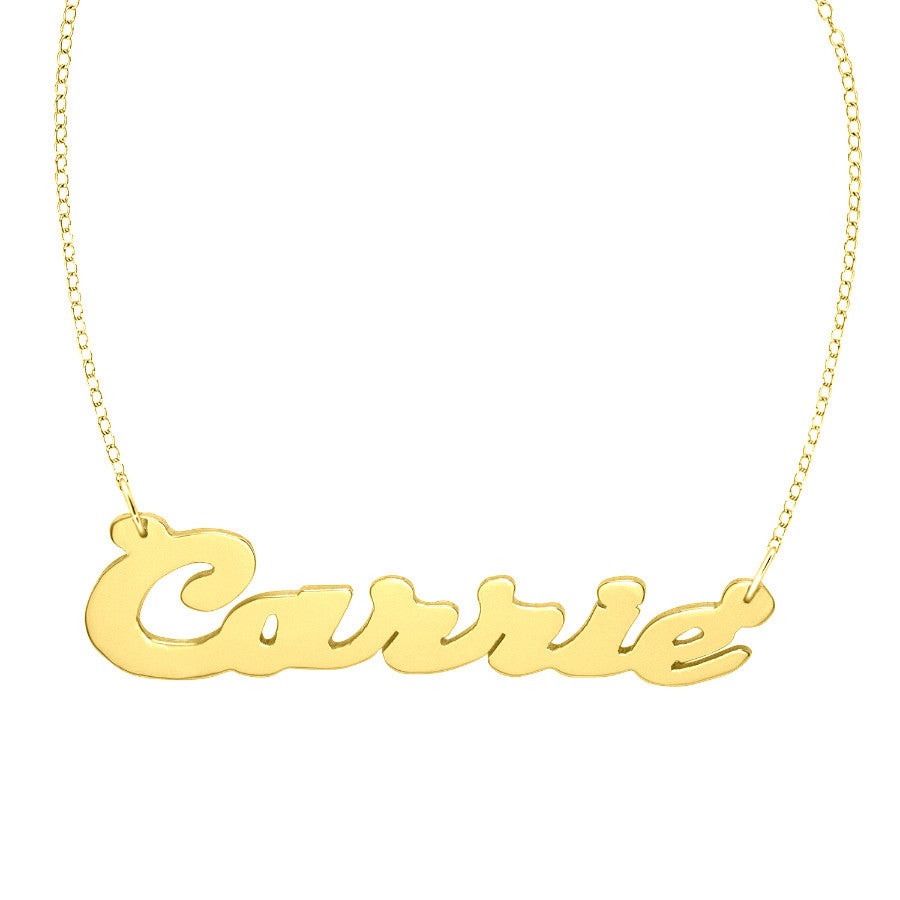 Gold Script Nameplate Necklace