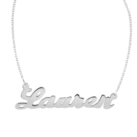 Sterling Silver Script Nameplate Necklace Hilary Duff