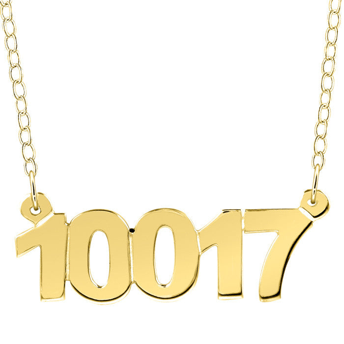 Gold Personalized Zip Code Necklace