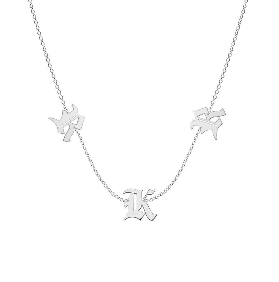 Sideways Initial Necklace in Silver - MYKA