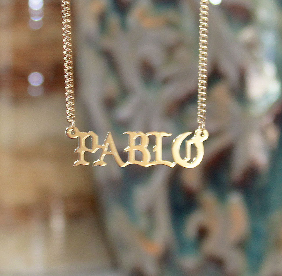 Old English Calligraphy Name Necklace 5