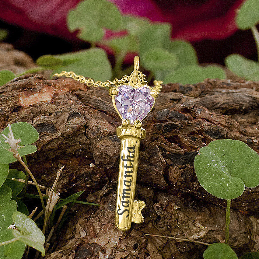 Engraved 2025 birthstone necklace