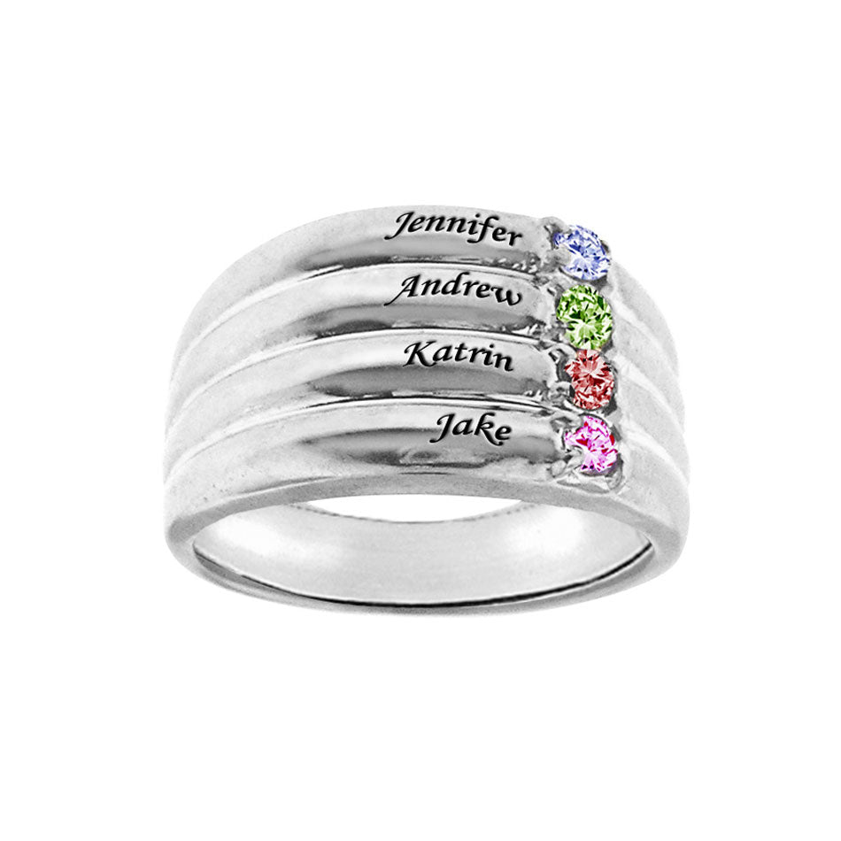 Personalized Mothers Ring - Names and Birthstones 2