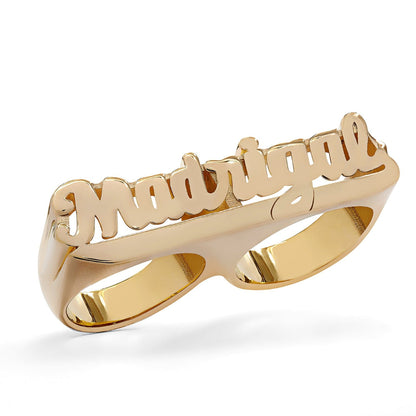 Two Finger Script Name Ring With Tail