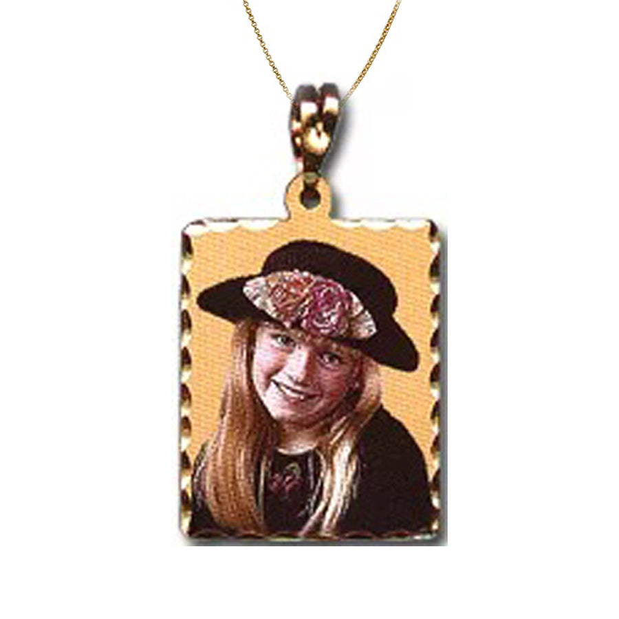 Personalized Rectangle Photo Charm Necklace - 3 Sizes