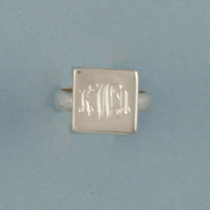 Monogrammed Sterling Silver Square Ring Alternate 3