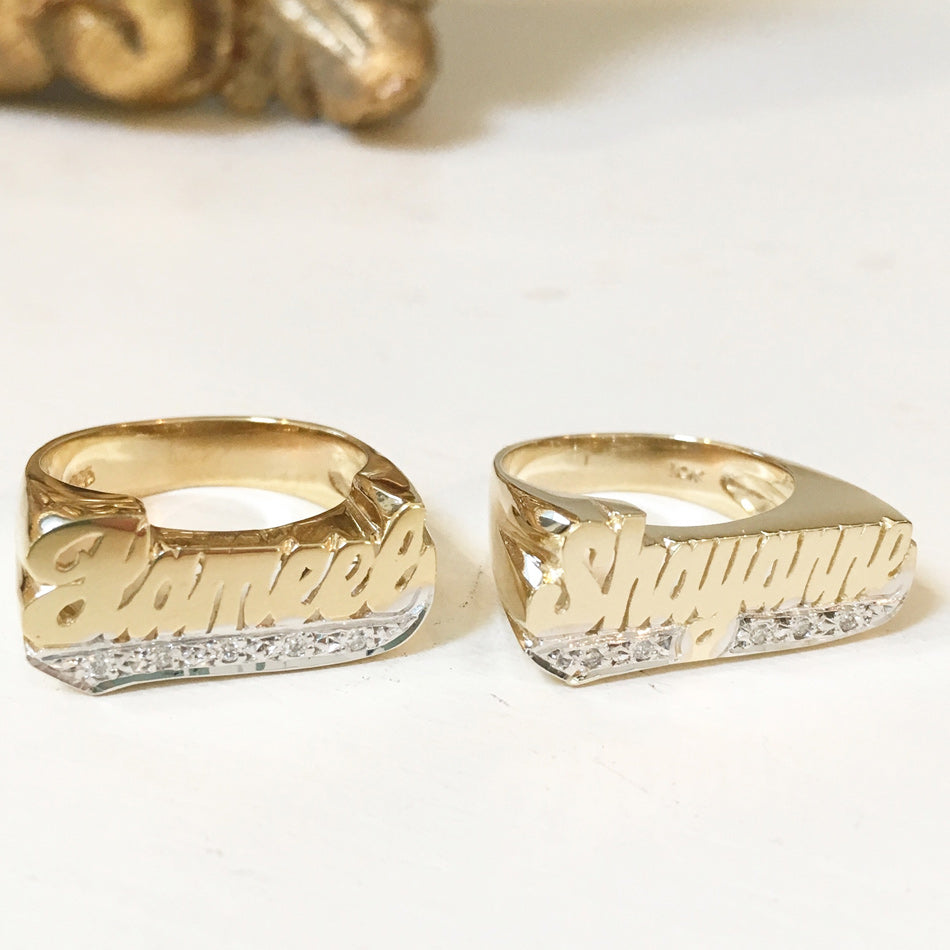 Name Ring with Diamonds - 8mm 3