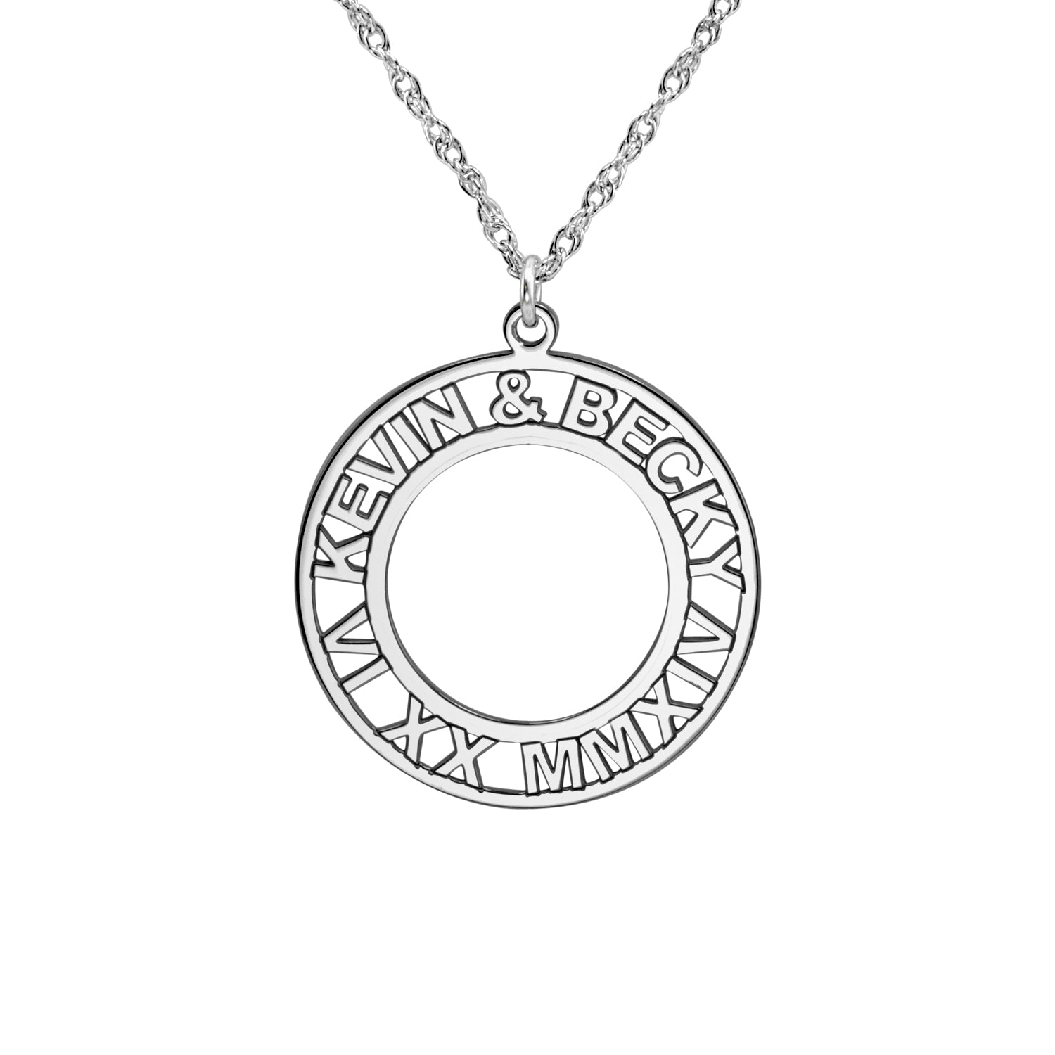 Roman Numeral and Names Anniversary Necklace 3